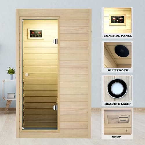 Kanlanth 1 Person Mini Infrared Sauna - Premium European Aspen Wood